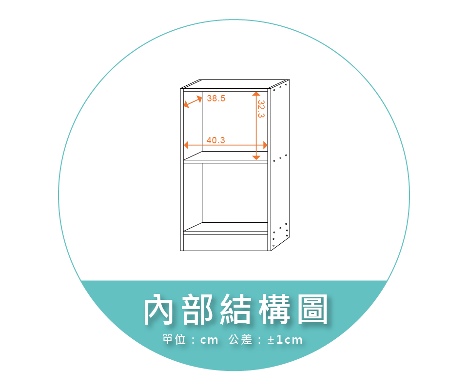 【金階塑鋼】DIY 系統櫃(二格) 內部結構圖